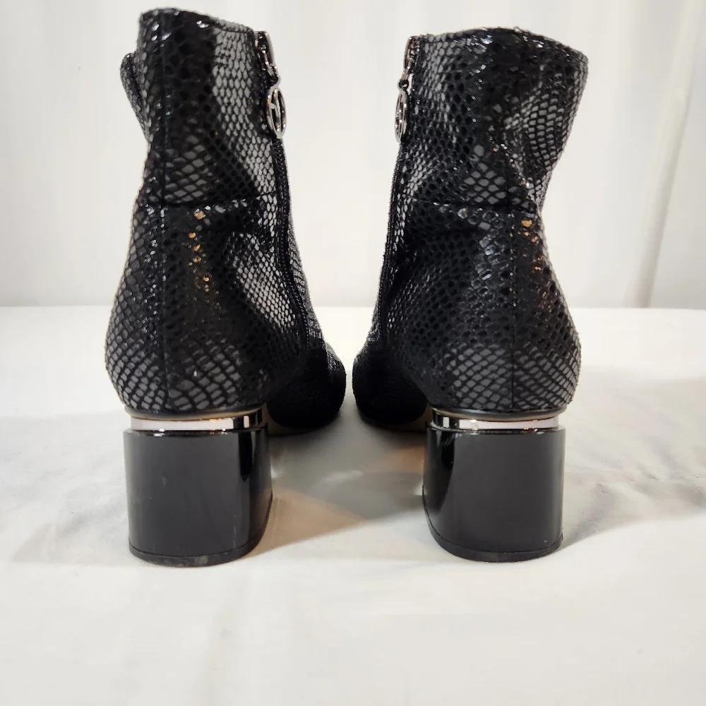 Franco Sarto Black Snakeskin Boots Size 7.5